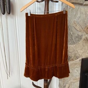 Silk Blend Copper Tone Velvet Skirt